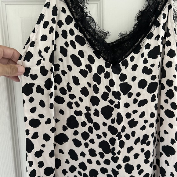 Anthropologie V-Neck Open Back Lace Trim Animal Print Slip Dress Size Small MINT - Picture 4 of 7
